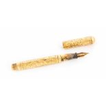 A 9ct gold embossed fountain pen, approx 22.2gms