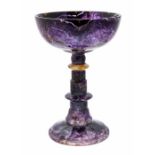 A Derbyshire Blue John goblet, by Edward Fisher, hemi-spherical bowl, turned tapered column, domed