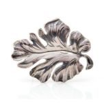 Christian Fogh - A modernist Danish silver brooch in the form of a leaf, engraved veins, stamped