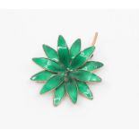 Oslo Hroar Prydz- A Modernist green guilloche enamel brooch, in the form of a flower, circa 1960'