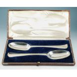 A pair of George III Irish silver Hanovarian pattern table spoons, the reverse handles engraved with