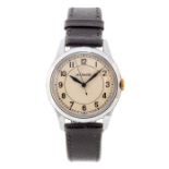 Jaeger Le Coultre, a circa 1950's gents steel Jaeger Le Coultre wristwatch, 3cm circular champagne