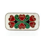 N A Jorgensen - A Norwegian silver and enamelled brooch, circa 1950s decorated with bead scroll wire