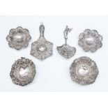 A collection of silver including: a matched pair of bon-bon dishes, James Dixon & Sons, Sheffield,