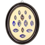 A collection of twelve 18th century enamel and seed pearl sentimental and mourning navette shape