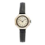 Rolex, an early 20th Century lady's silver Rolex lady's wristwatch,  2.5cm octagonal case with a