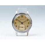 Jaeger Le Coultre, a circa 1950's gents steel Jaeger Le Coultre wristwatch head, 3cm circular dial