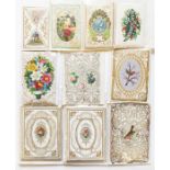 Collection of 10 Victorian "sachet" Christmas cards (sometimes scented sachets were sent instead