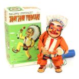 Tom Tom Indian: A boxed, battery operated, tin, Tom Tom Indian, remote controlled, Made by Yonezawa,