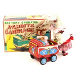 Rabbits & The Carriage: A boxed, battery operated, tinplate, Rabbits & The Carriage, Made by S&E,