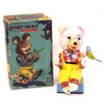 Jolly Bear: A boxed, battery operated, tinplate, Jolly Bear with Robin, Made by Modern Toys,