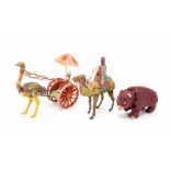Arab on a Camel: A clockwork, tinplate, Arab on a Camel, Made in Germany, US Zone, height approx.