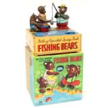 Fishing Bear: A boxed, battery operated, tinplate, Savings Bank Fishing Bears, very rare, Made by