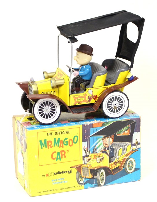Mr. Magoo: A boxed, battery operated, tinplate, plastic and material, The Official Mr. Magoo Car,