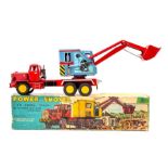 Power Shovel: A boxed, tinplate, push button control, Power Shovel on a Diesel Truck, Made in Japan,