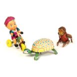 Tinplate: An unboxed clockwork, tinplate, Tumbling Monkey, working, complete with key, length