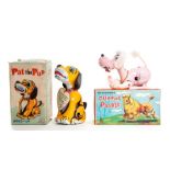 Pat the Pup: A boxed, wind-up, tinplate, Pat the Pup, Made by Tokyo Playthings, Japan, complete