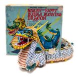 Snappy the Happy Bubble Blowing Dragon: A boxed 1960's, battery operated tinplate, Snappy the