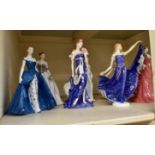 Collection of 10 Royal Worcester figurines including "Catherine" , Secret Rendezvous, Gay Gordons,