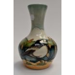A modern Moorcroft red pied wagtails vase, design by Vicky Lovatt, no: 78/125.