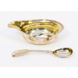 George III London silver gilt pap boat, date letter 1806 and spoon