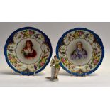 A collection of German porcelain including Berlin figure 258321 of a muse and a pair of cabinet