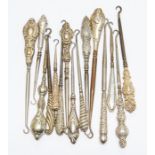 Fifteen silver boot hooks, 19th Century