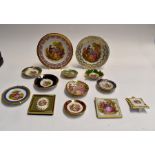 A collection of Limoges items, display plates, plaques, pin dishes etc, circa 20th Century