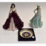 Royal worcester figurine of 2002 "Charlotte" , a small millenium pin dish (Royal Worcester) and