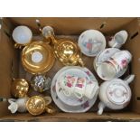 A Royal Worcester fireproof gold tea set, together with silver fire proof Royal Worcester tea set