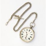 A silver open faced pocket watch with Chronometer lever, white enamel dial, subsidiary dial Roman