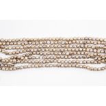 A long strand of cultured pearls