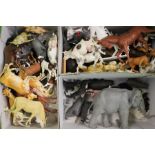 A mixed box of toys to include Britains zoo and farm animals and assorted military figures