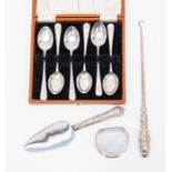 A collection of silver items to include; cased silver spoons by Joseph Rodgers & Sons, Sheffield,