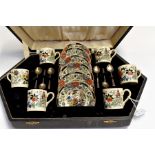 Coalport; six coffee cream and saucer set, silver coffee spoon etc