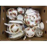Royal Albert Country Roses dinner and tea service with large teapot and lid plus coffee pot and lid,