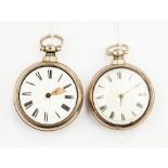 Two silver circa late 18th and early 19th Century Georgian pocket watches in silver cases, Johnson