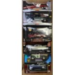 Six 1:18 scale diecast vehicles including Ertl Chevrolet Bel Air, Solido Perrier Truck, Road