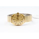 A gents Cyma 3600 gold cased chronometer automatic wristwatch with gilt metal strap