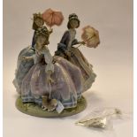 Large Lladro figure group of 3 ladies with lace umbrellas, no1492, signed by artist to base.