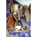A collectors lot to include treen, fossils, birds of South Africa, mother of pearl boxes, mirror