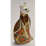 Royal Crown Derby cat paperweight, with stopper