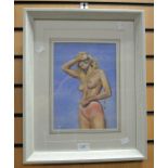 A pastel study portrait of a female by the American artist Edward Hurst, 1912-1972, signed, together