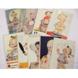 Collection of nine Mable Lucie Attwell vintage post cards