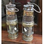 A pair of late 19th Century miners lamps from Leeds Colliery