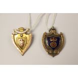 Football Medals: A pair of football medals: one hallmarked 9ct gold medal 'Derbyshire Football