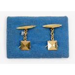 A pair of yellow metal (either Spanish or Portuguese) circa 1930's cuff links, 2.9 grams approx
