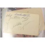 A collection of assorted autographs to include; Tom Finney, Lofthouse, Nobby Stiles, Ian Rush and