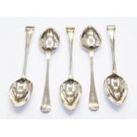 Five George III silver OEP & Thread pattern table spoon, 1800 & 1804, 10.53 ozt approx