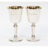 A pair of Elizabeth II silver goblets, gilt cups, Birmingham 1972, total gross weight 10.46 ozt
